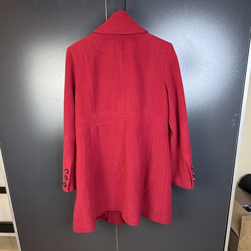 London Fog Women's 12 Red Wool Cashmere Blend Funnel Collar Coat - photo 3