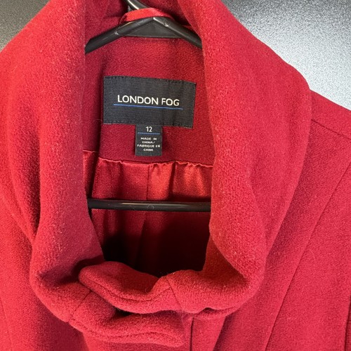 London Fog Women's 12 Red Wool Cashmere Blend Funnel Collar Coat - photo 4