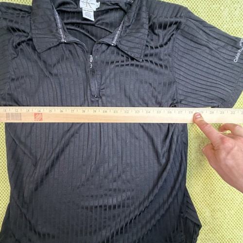 Calvin Klein Jeans Men's L Black Tonal Stripe 1/4 Zip Polo - photo 5
