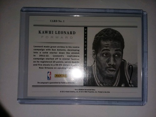 Kawhi Leonard Panini Momentous Rookies - photo 2