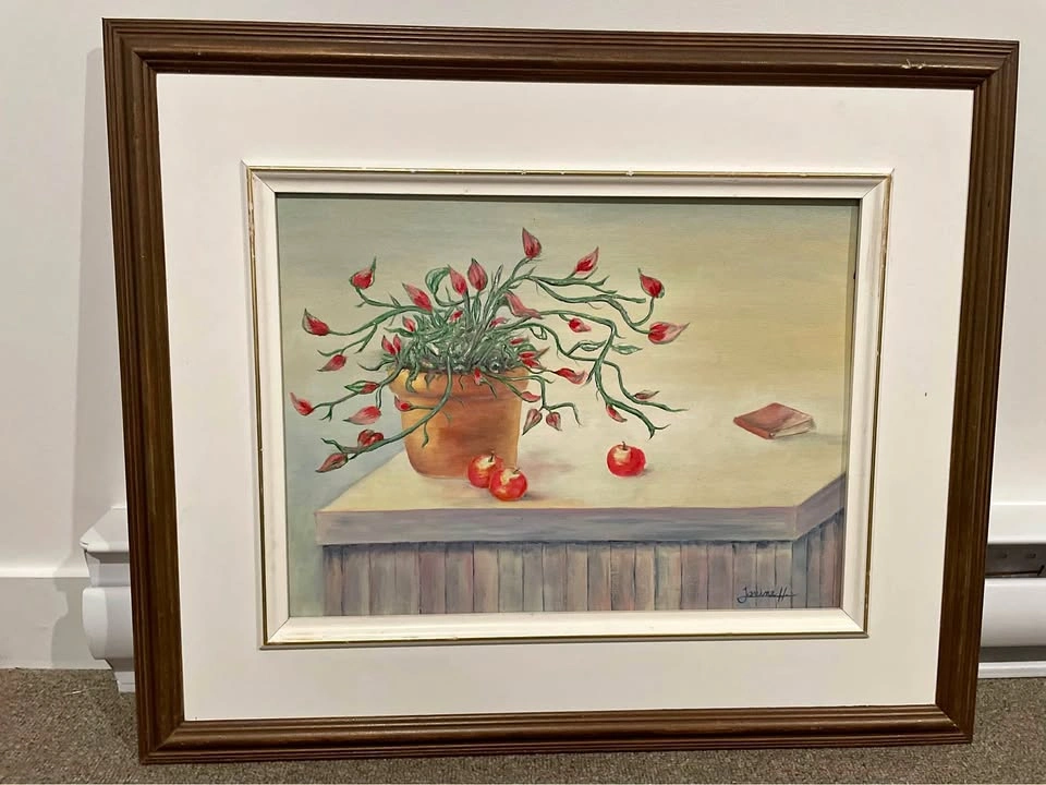 Janine H. Signed Still Life Oil Painting