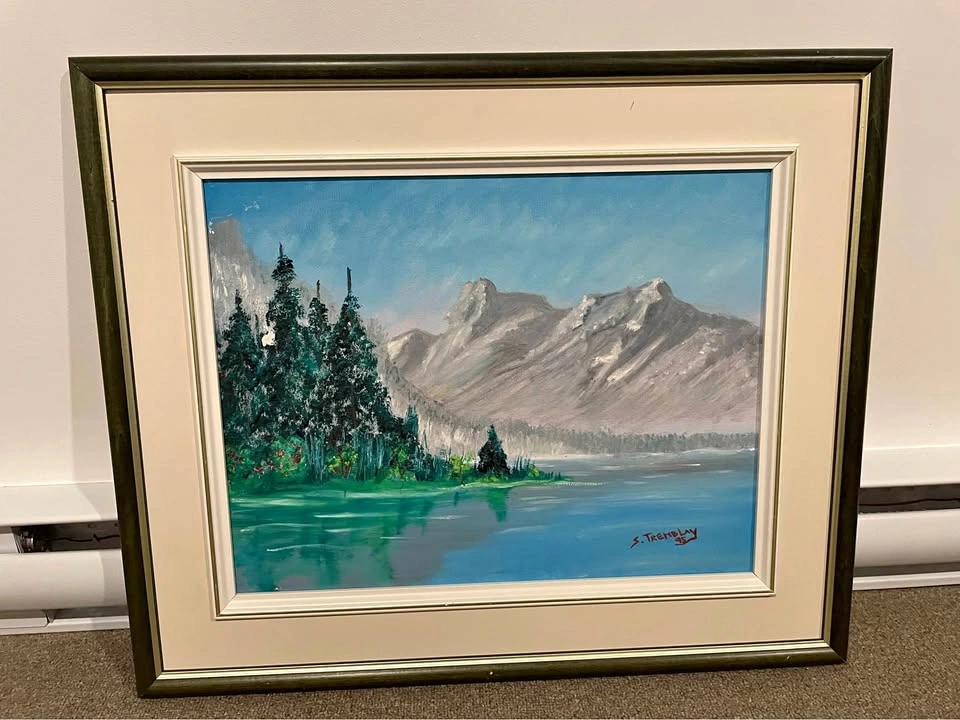 Original S. Tremblay 1995 Mountain Landscape Oil Painting