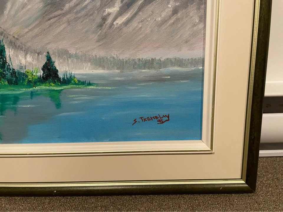 Original S. Tremblay 1995 Mountain Landscape Oil Painting - photo 2