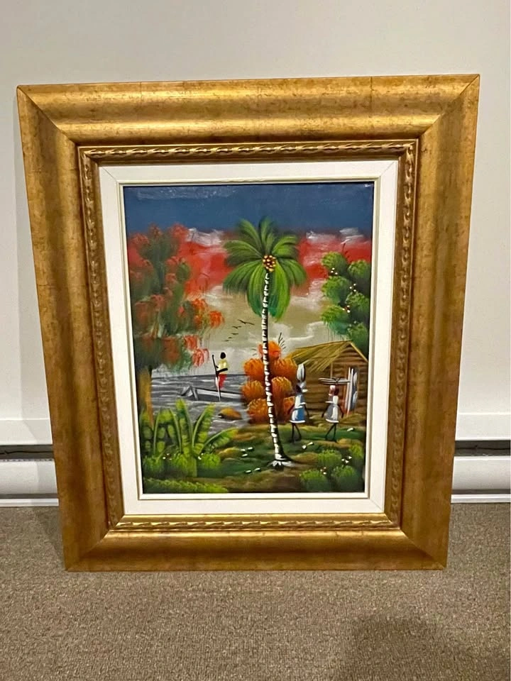 J. Robin Signed Tropical Landscape Oil Painting
