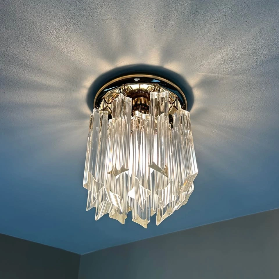 Vintage 1960s Italian Murano Glass Trilobi Flush Mount Light - photo 2