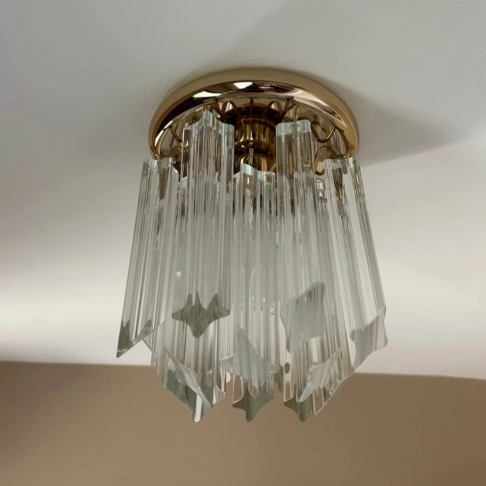 Vintage 1960s Italian Murano Glass Trilobi Flush Mount Light - photo 3