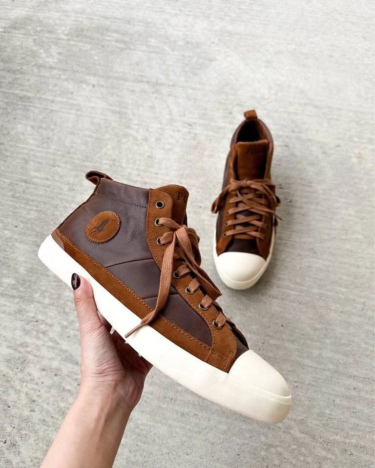 Polo Ralph Lauren Clarke Leather High Top Sneakers Brown 11M