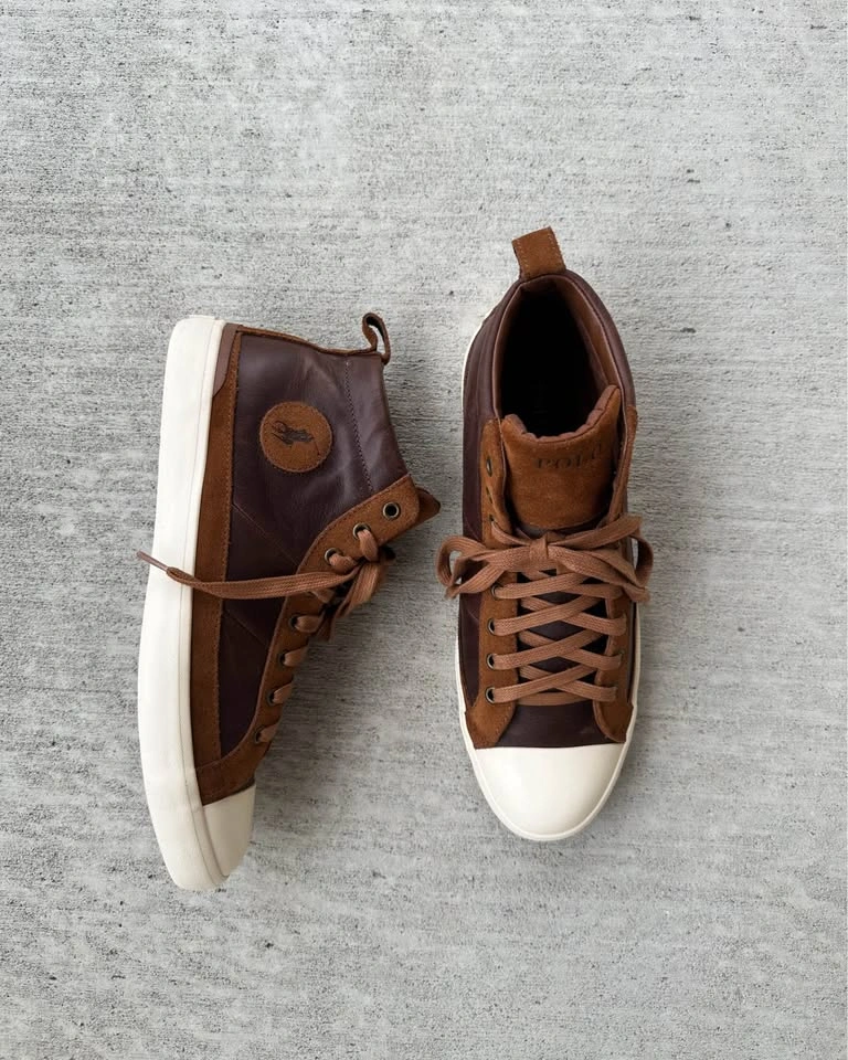 Polo Ralph Lauren Clarke Leather High Top Sneakers Brown 11M - photo 2