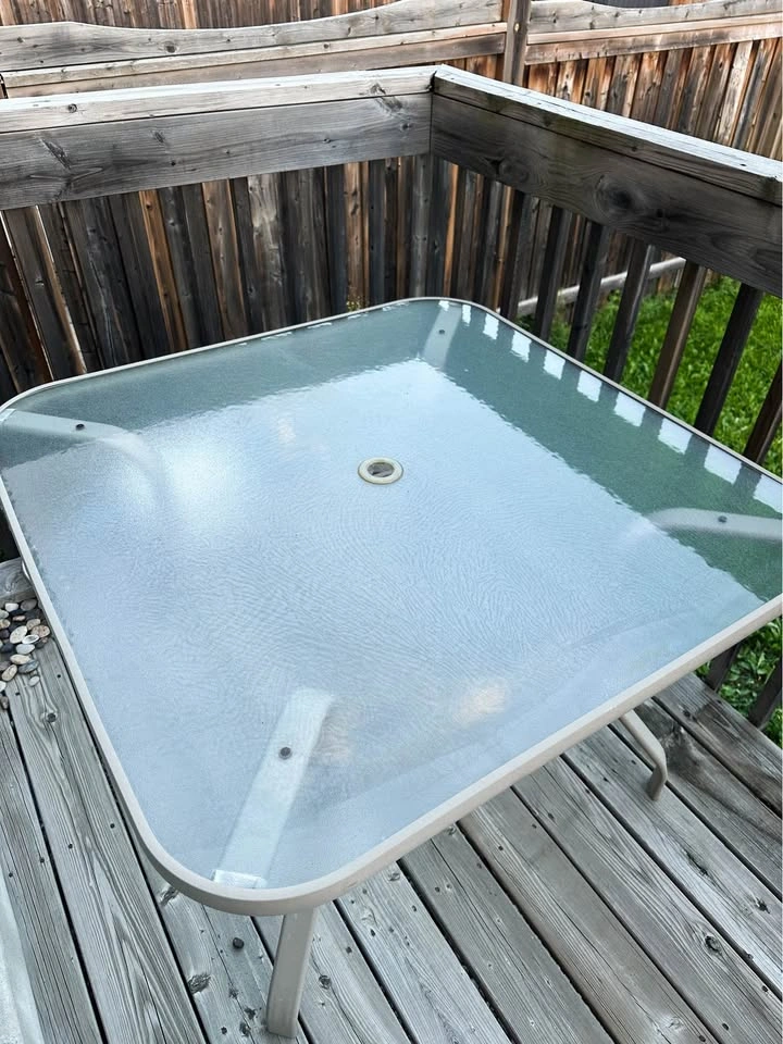 Square Glass Top Patio Table - Beige - photo 2