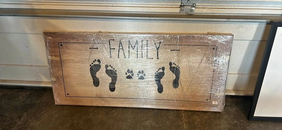 Family Footprints and Paw Prints Canvas Wall Art