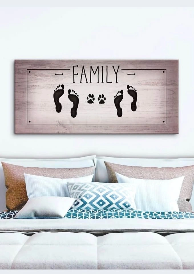 Family Footprints and Paw Prints Canvas Wall Art - photo 3