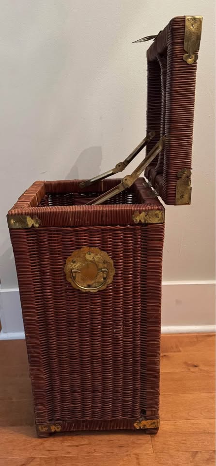 Vintage Wicker and Brass Square Basket - photo 2