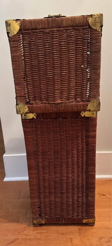 Vintage Wicker and Brass Square Basket - photo 3