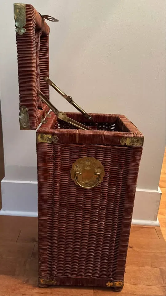 Vintage Wicker and Brass Square Basket image indicator(4)