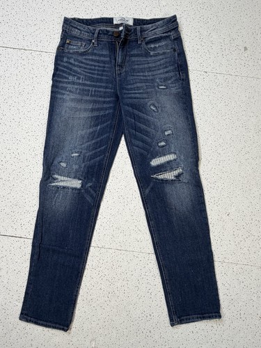 Jordache Slim Boyfriend Jeans Women's 4 Dark Wash Distressed