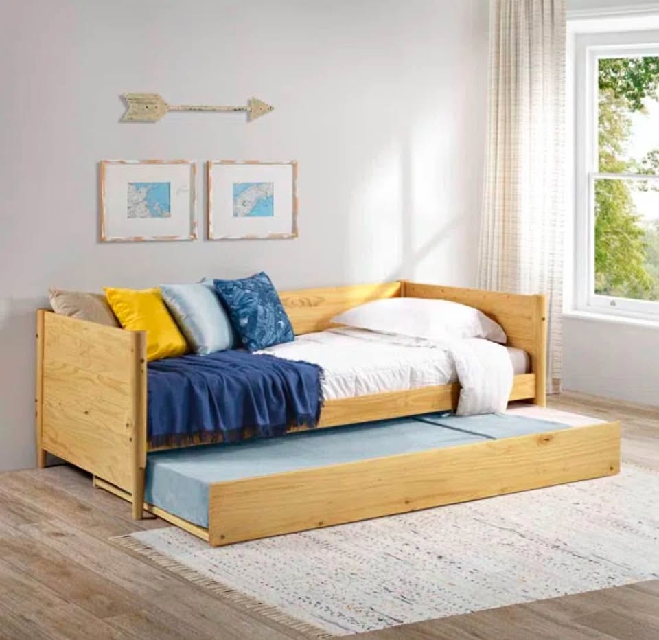 Modern Twin Bed with Trundle + Mattress