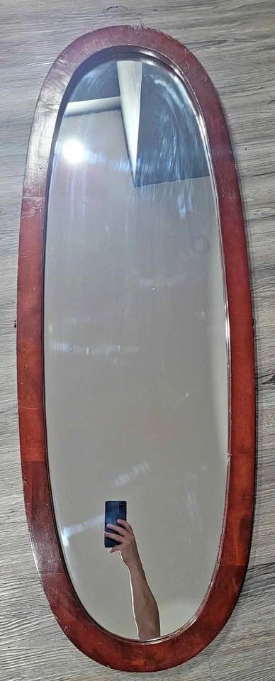 Oval Wood Framed Wall Mirror