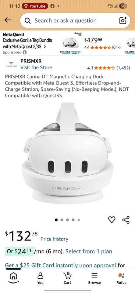 PRISMXR Charging Dock for Quest 3 with Controller Batteries - photo 2