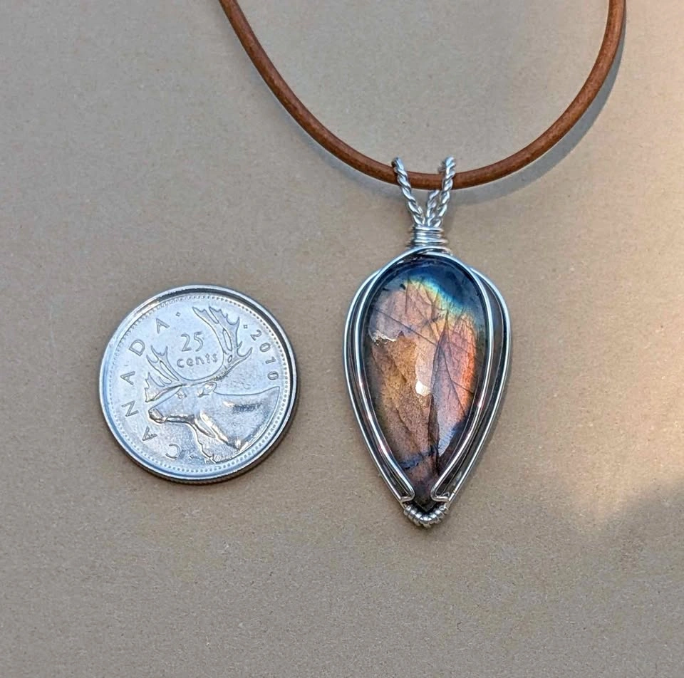 Handmade wire wrapped labradorite necklace