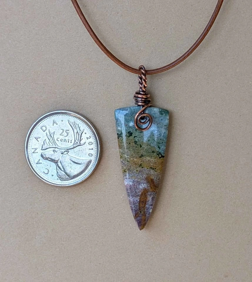 Handmade wire wrapped ocean jasper necklace - photo 2