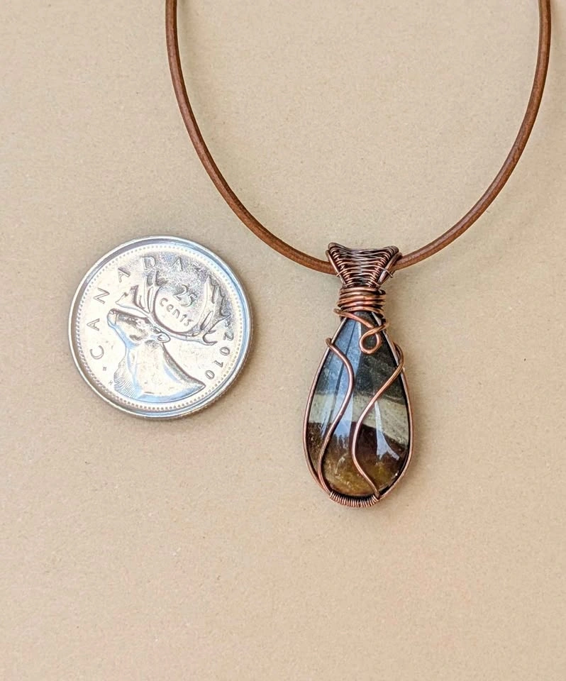 Handmade wire wrapped polychrome jasper necklace - photo 2
