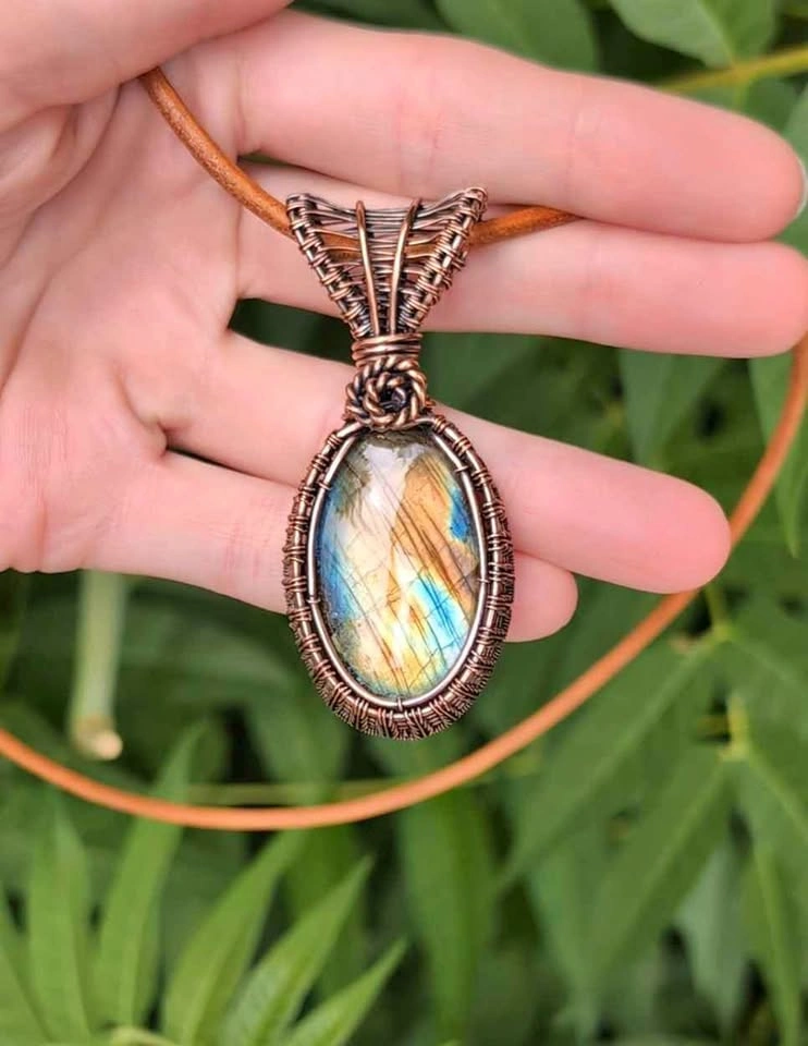 Handmade wire wrapped labradorite necklace