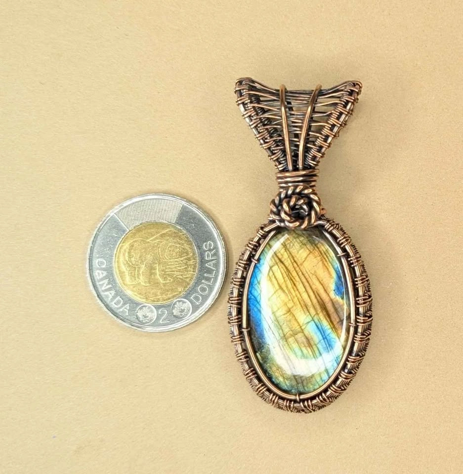 Handmade wire wrapped labradorite necklace - photo 3