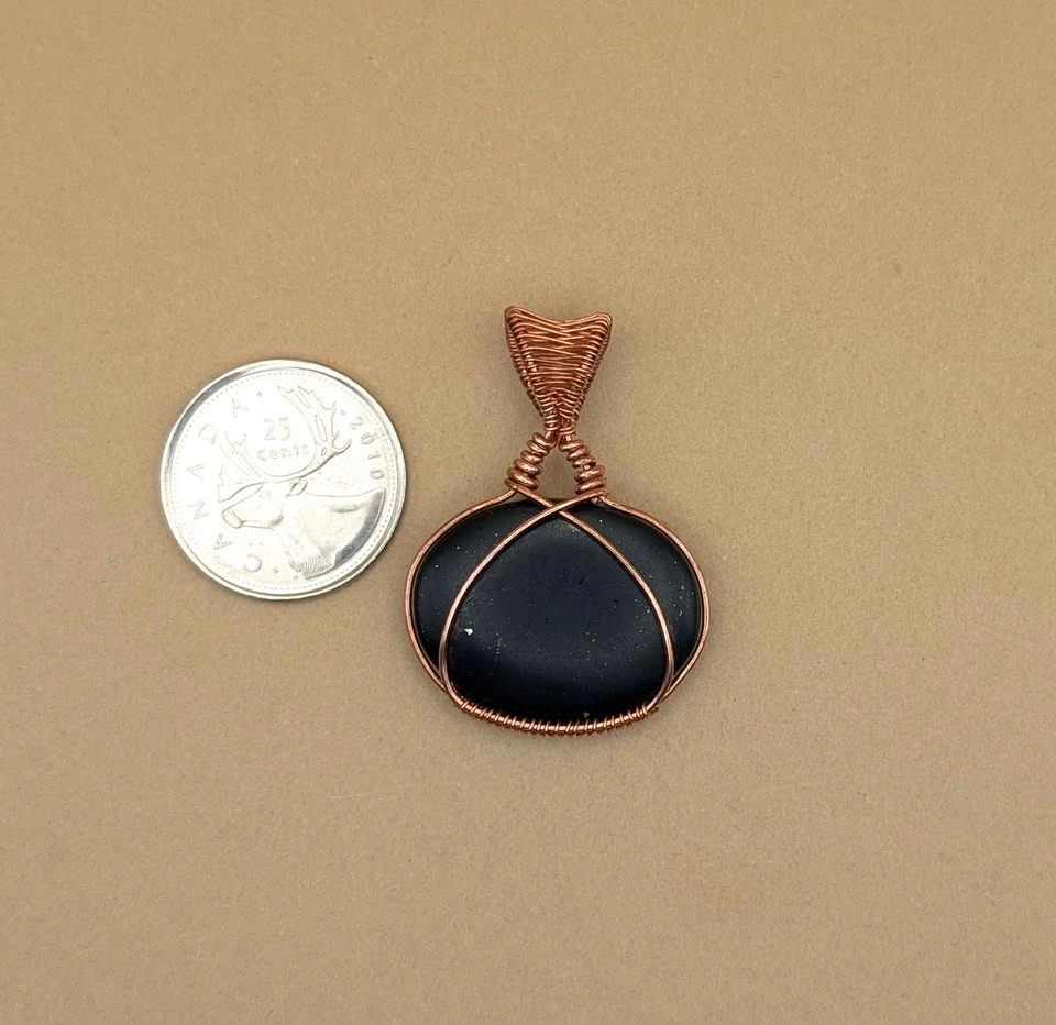 Handmade wire wrapped shungite necklace - photo 3
