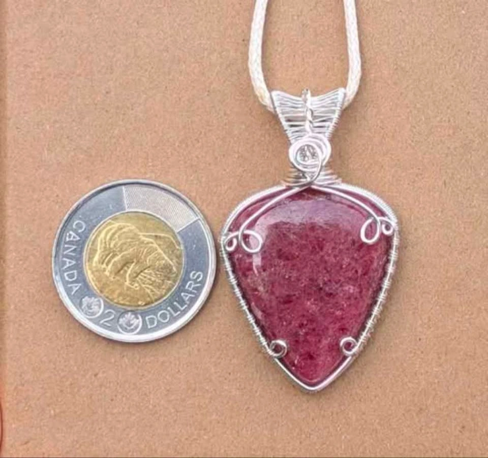 Handmade wire wrapped rhodonite necklace - photo 3