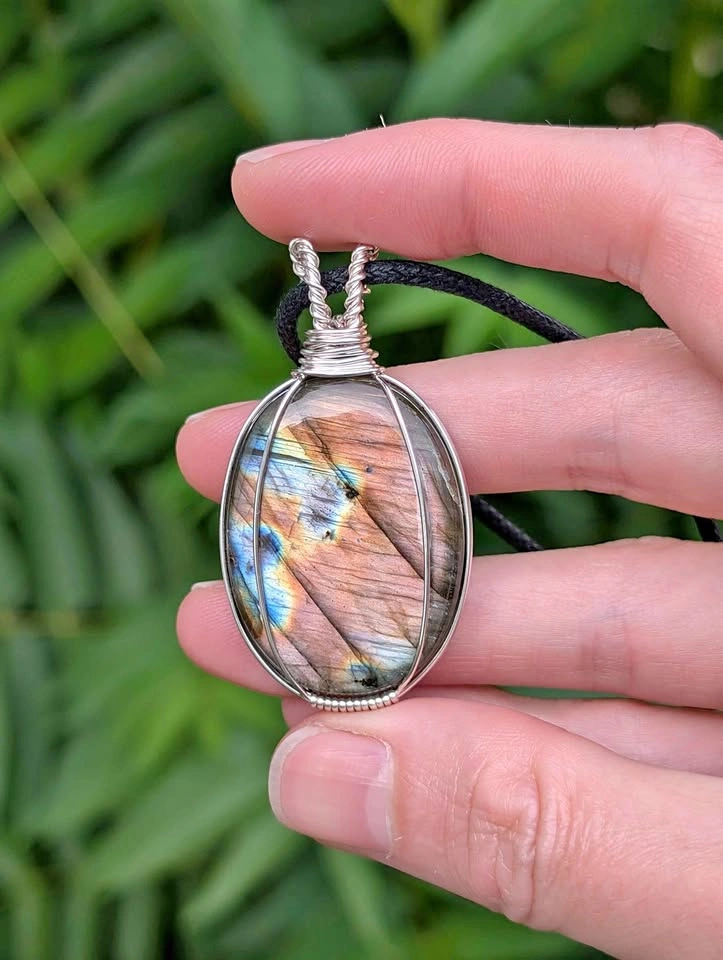 Handmade wire wrapped labradorite necklace