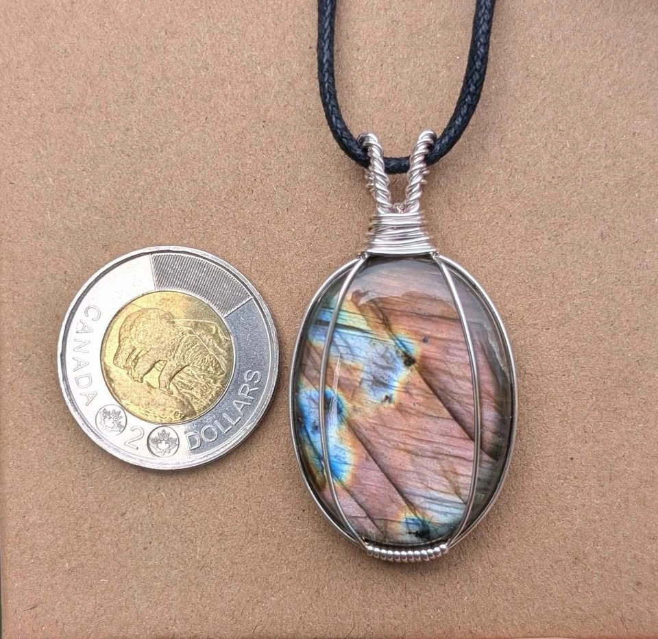 Handmade wire wrapped labradorite necklace - photo 3