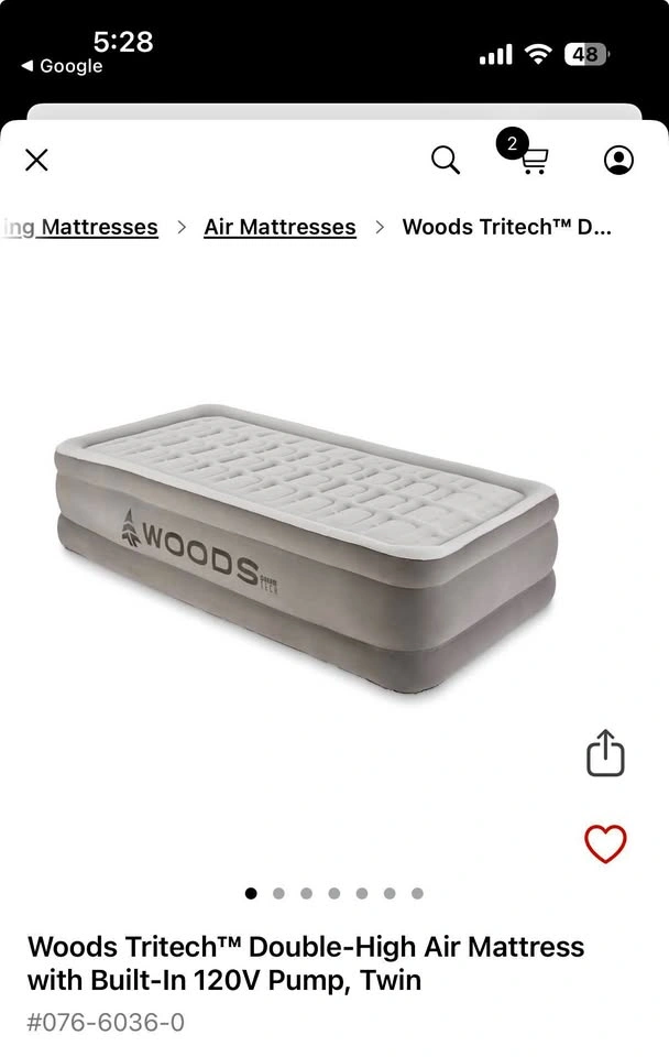 Woods Tritech Double-High Twin Air Mattress with Built-In Pump