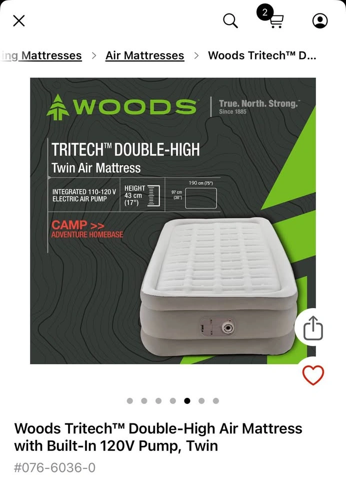 Woods Tritech Double-High Twin Air Mattress with Built-In Pump - photo 2