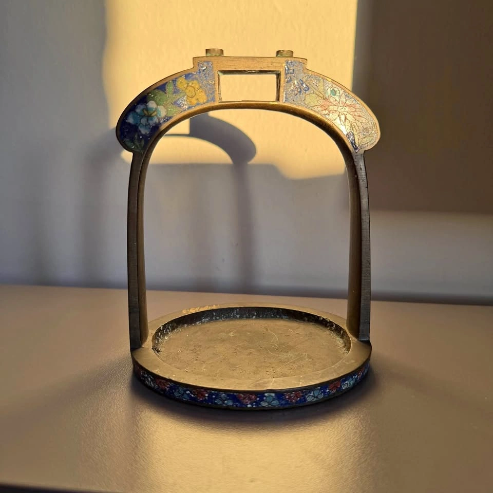 Antique Chinese Cloisonné Brass Stirrup – Vintage Decor