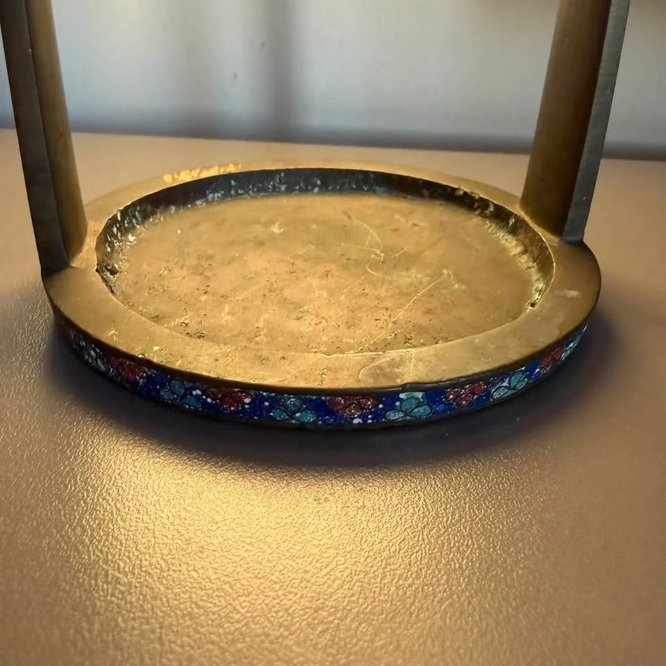 Antique Chinese Cloisonné Brass Stirrup – Vintage Decor - photo 4