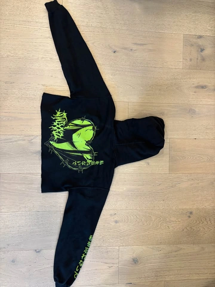 Black and Green Alt Anime Hoodie - photo 2