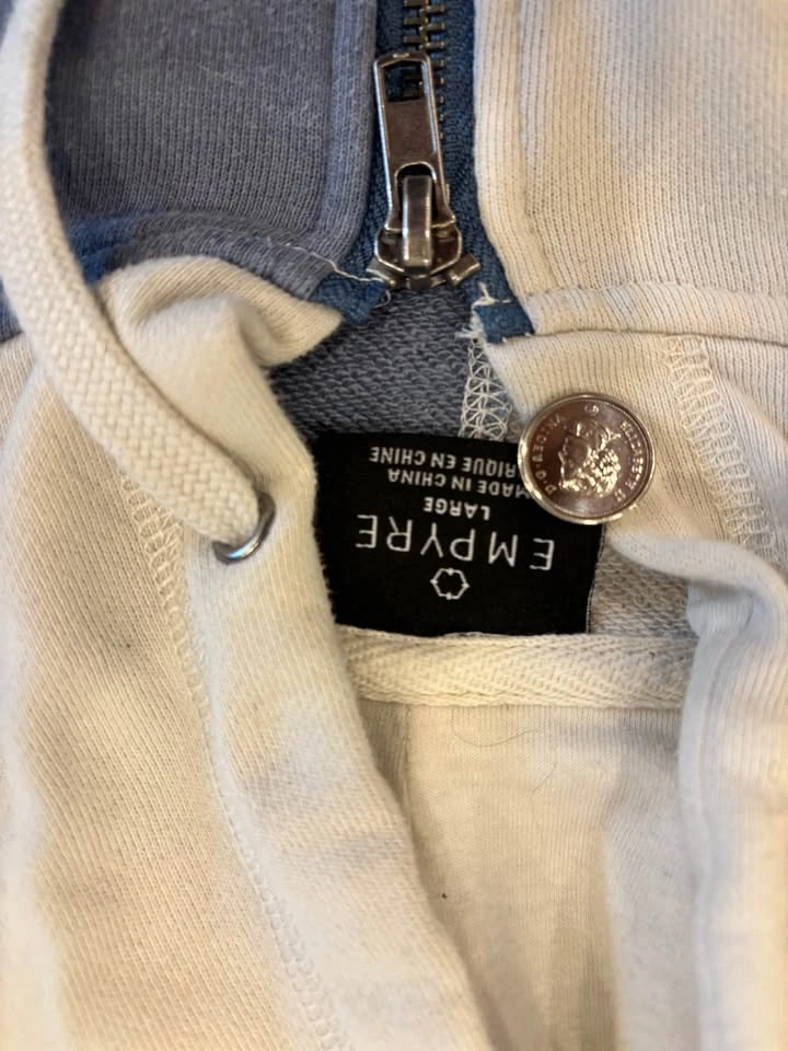 Split White and Blue Zip-up Hoodie - photo 3