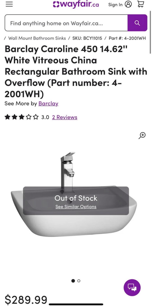 Barclay Caroline 14.62 inch Bathroom Sink