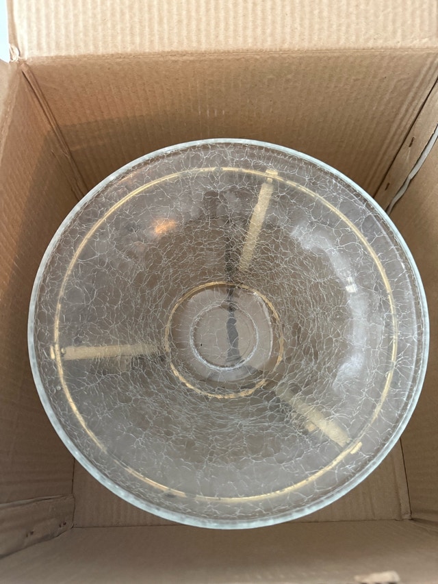 Crackle Glass Bowl with Brass Stand - photo 3