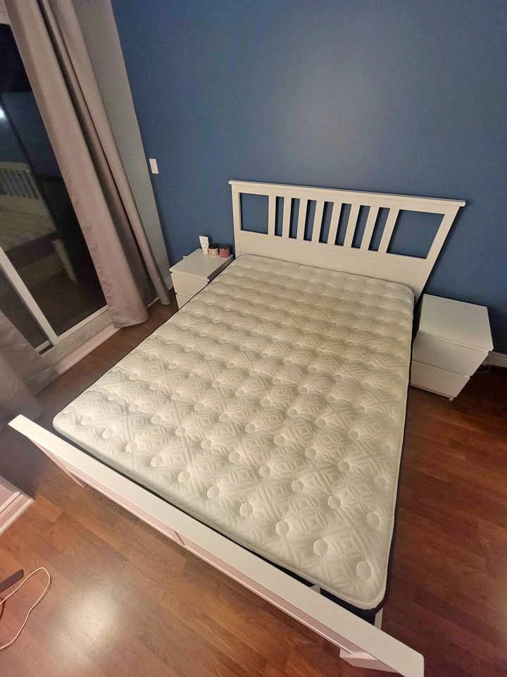 IKEA HEMNES Queen Bed, MALM Nightstands, & Mattress
