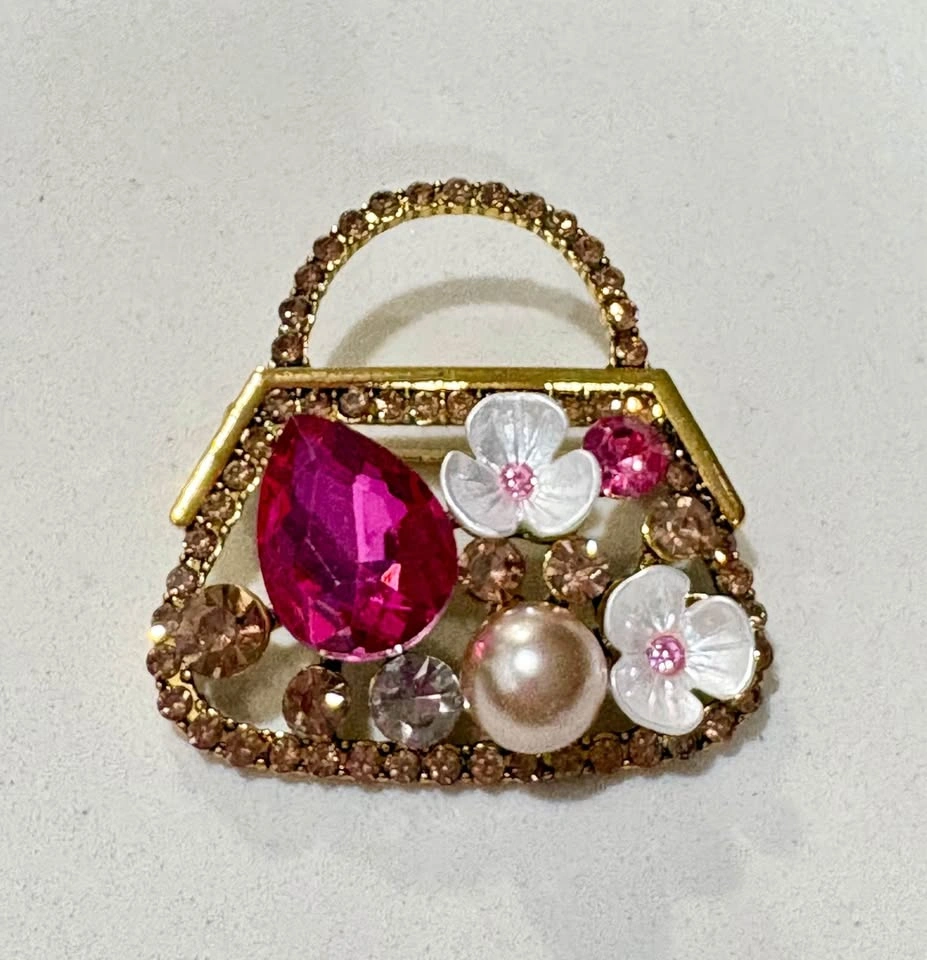Crystal floral purse brooch - photo 2