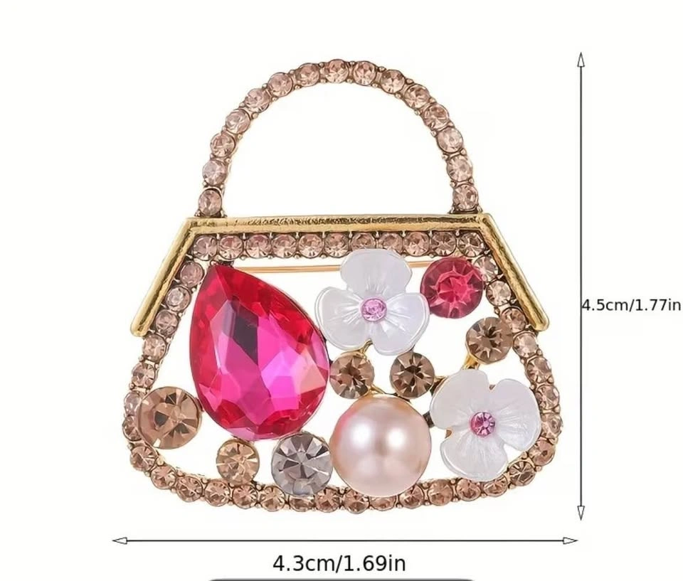 Crystal floral purse brooch - photo 5