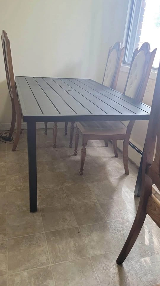 Metal patio table with umbrella hole - photo 2