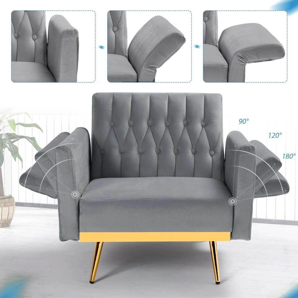 Convertible Velvet Armchair with Ottoman - photo 3