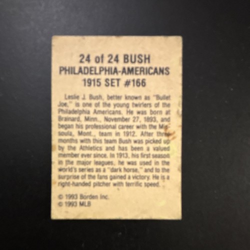 1993 Borden Cracker Jack Leslie J. Bush #166 Card - photo 2