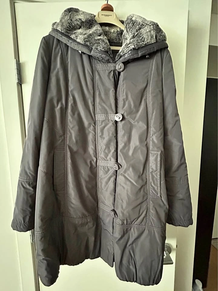 Grey Hooded Puffer Coat