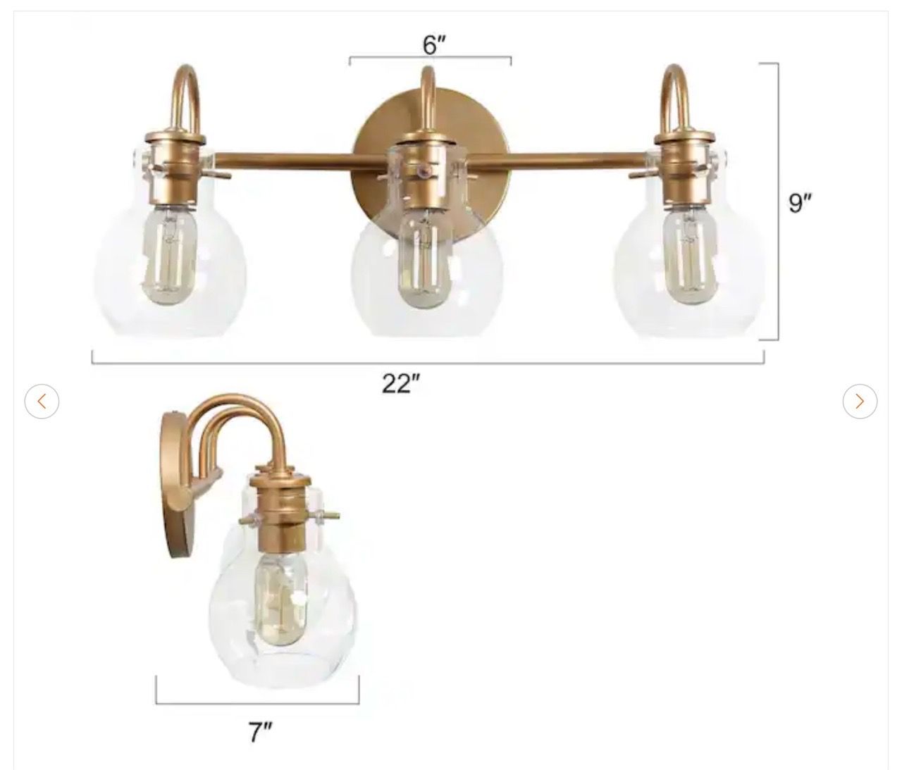 Robb Modern 3-Light Gold Bathroom Vanity Lights - New - photo 2