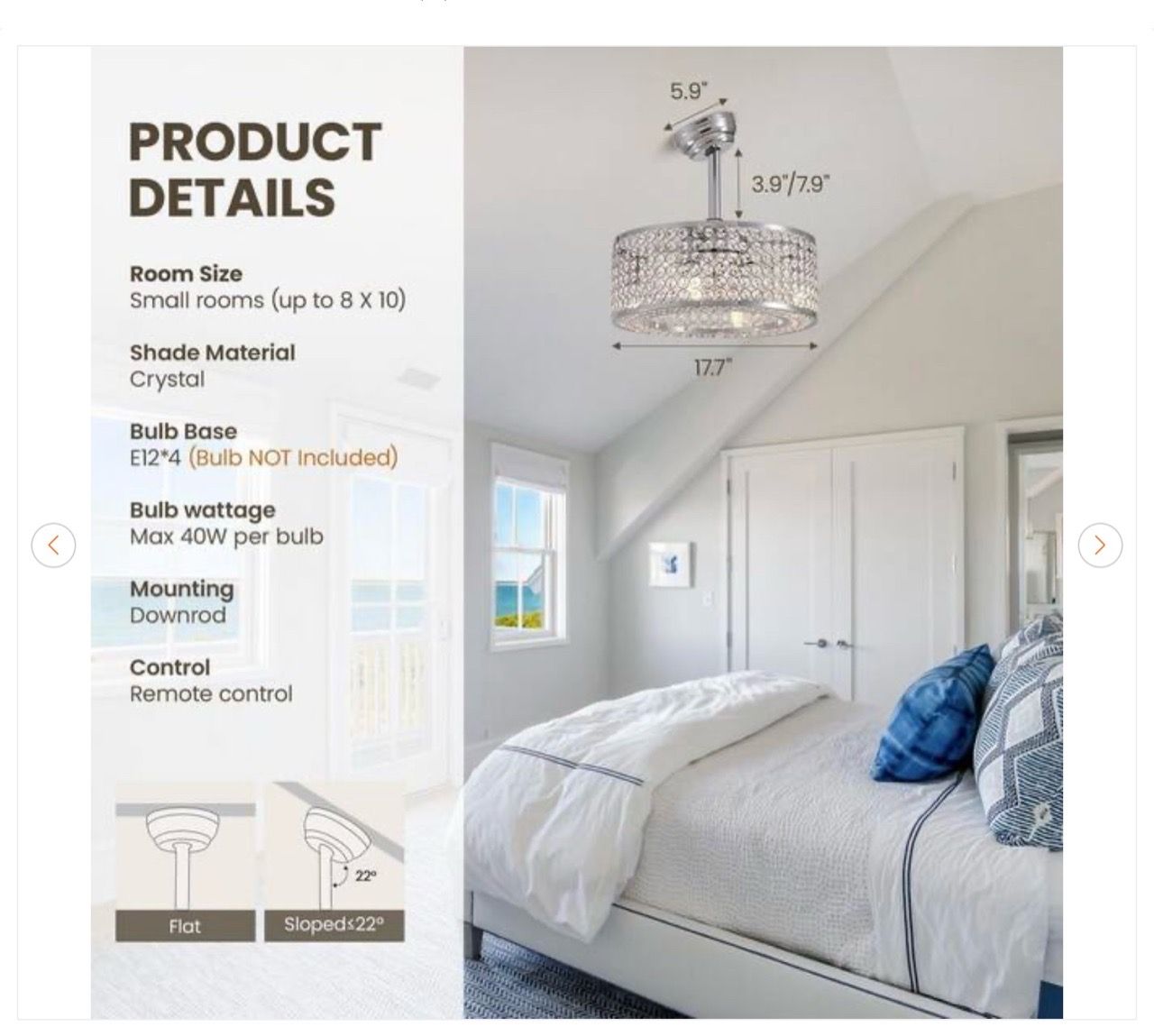 17 in. Caged Ceiling Fan with Lights and Remote Fandelier - photo 2