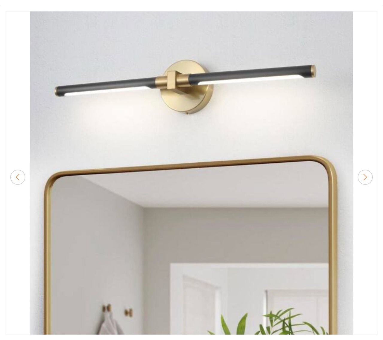 23.44 in. 2-Light Black and Gold LED Bathroom Vanity Light