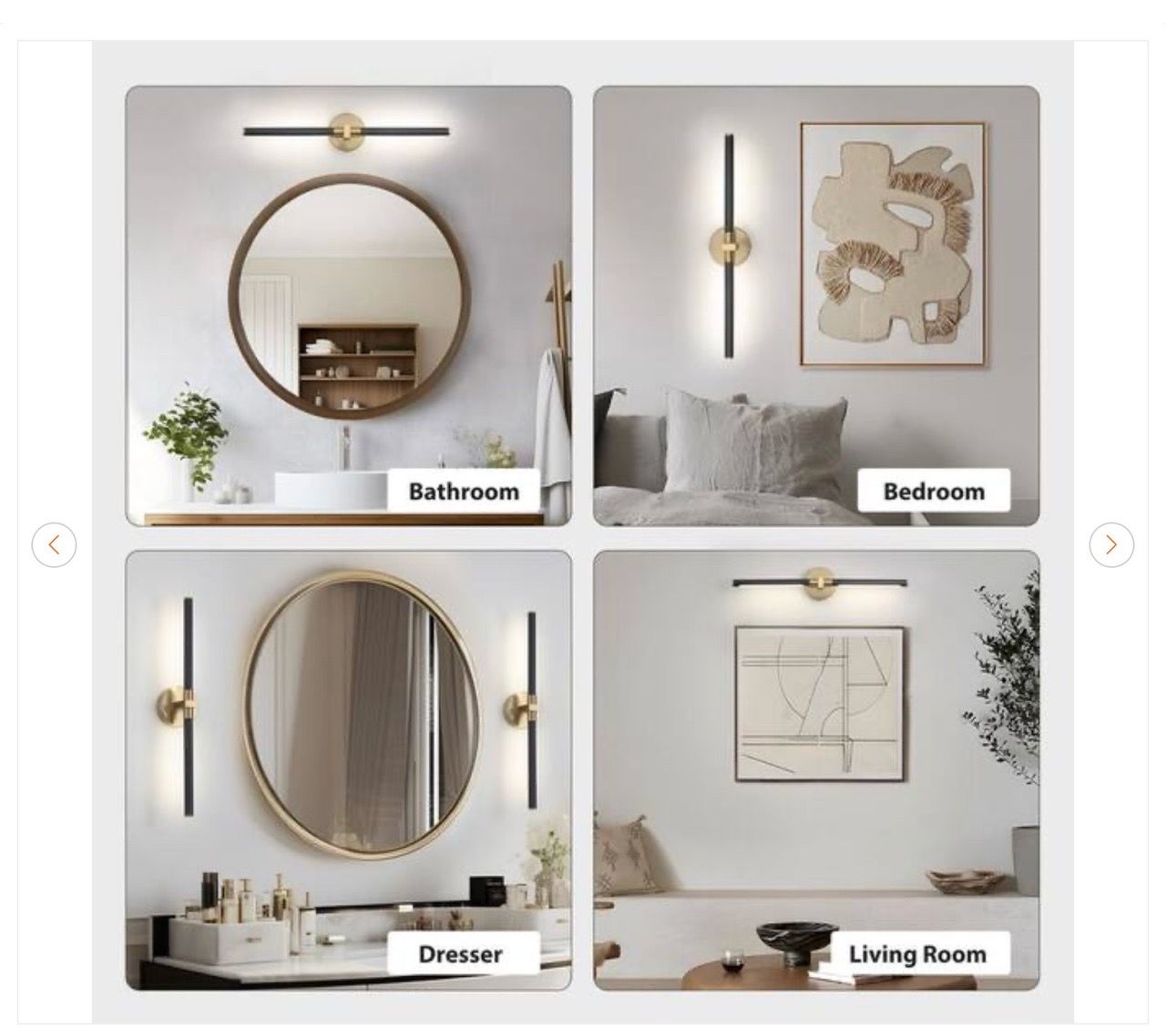 23.44 in. 2-Light Black and Gold LED Bathroom Vanity Light - photo 3